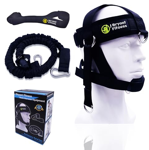J Bryant Justerbar nacksele huvudrem för tyngdlyftning med motståndsrör och dörrankare set för nackstyrka träningsutrustning