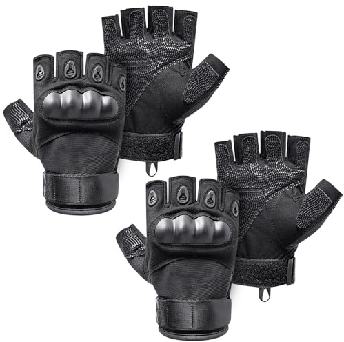 CubePlug Guanti da moto da uomo, traspiranti, imbottiti, senza dita, per ciclismo, escursionismo, arrampicata, sport all'aria aperta (2 neri, XL)