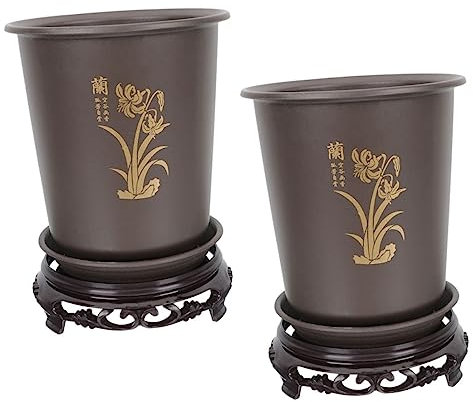 Mipcase 2ensembles Lot de Pots De Plastique pour Orchidées avec Base pour Plantes Intérieures Et Décoration De Maison