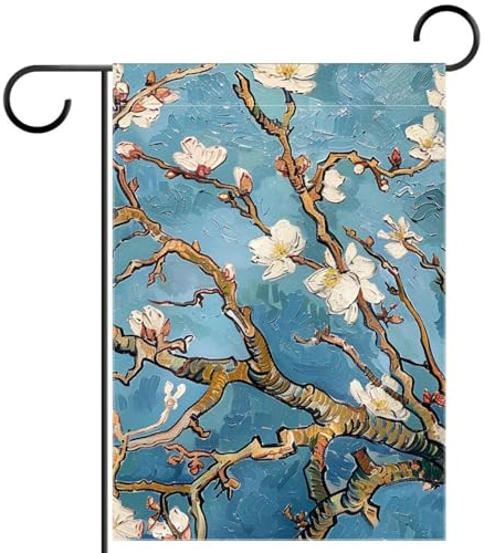 Gartenflaggen Hofflaggen Outdoor Flaggen Urlaub Gartenflaggen Ölgemälde Aprikosenbaum Kleine Gartenflaggen