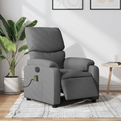 Homgoday Massagesessel Elektrisch Fernsehsessel Ruhesessel Relaxsessel mit Liegefunktion TV Sessel Liegesessel Sessel Verstellbare Rückenlehne, Wohnzimmer Dunkelgrau Stoff