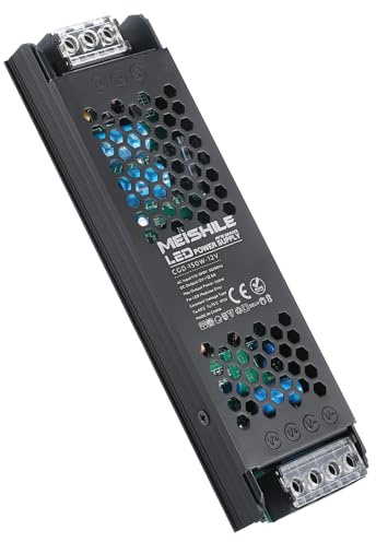 MEISHILE Transformateur LED 220V 12V, 150W, 12.5A, Tension Constante Basse Tension pour Bandes LED