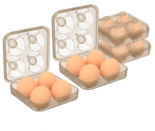 RoseFlower 2er Eierbox - 4 Eier Transportbox, Kunststoff Eierdose, Eierbehälter für Unterwegs, Kühlschrank & Outdoor Camping