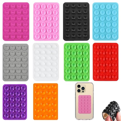 ARROMI 10 PCS Phone Suction Pad, Phone Mount, Phone Sticky Pad Grip, Suction Holder, Sticky Case for Wall, Hands-Free Accessories Holder for Selfies and Videos