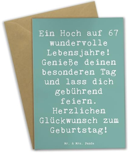 Mr. & Mrs. Panda Grußkarte Spruch 67. Geburtstag - Geschenk, Happy Birthday, Beileidskarte, Grußkarten, Meilenstein, dankeskarten, Glückwunschkarte, Holzschild, Geburtstagsgrüße, einladungskarten