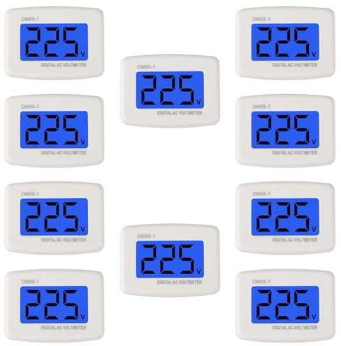 10pcs Voltage Test Monitor, Plug in Digital Volt Meter for RV, AC 80-300V Flat US Plug LCD Display Voltmeter 110V 220V Voltage Measuring Monitor Panel Power Line Volt Tester Gauge (10)