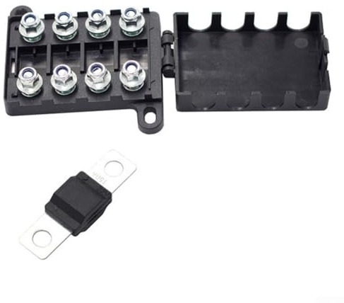 HpLive 4 Wege für Midi Sicherungshalter Block, 200A Max 4 Sicherungen 8 Lugs Duale Batterie Setups 4x4, Sicherungshalter mit abnehmbaren Deckel