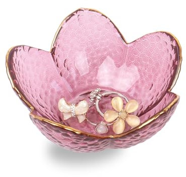 Nideen Vassoio portagioie in vetro, 8,9 x 4,2 cm, vassoio porta anelli (viola)