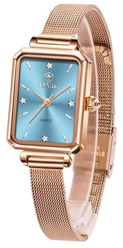 Taxau Damenuhr wasserdichte Armbanduhr Edelstahl Mesh Armband Klein Analog