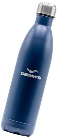 DEENW'S-Botella de Agua de Acero Inoxidable, Botella de agua tèrmica, Doble Pared, Mantiene Frío+24h y Caliente 12h, Libre de BPA, Ligera y Ideal para Gimnasio y Oficina (Azul Grande 750ml)