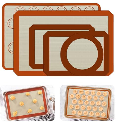 5 Pezzi Tappetino da Forno in Silicone Antiaderente.Tappetino Microforato per Forno. Tappetini Riutilizzabile Cucina,Tappetini Silicone per Biscotti, Amaretti e Pasticcini