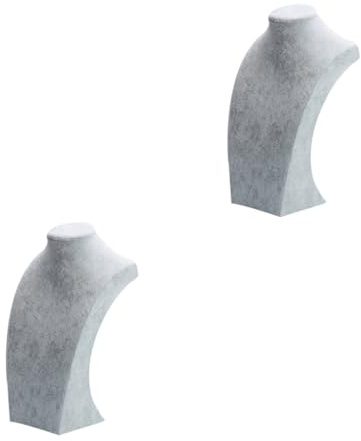 ZCCZJS 2pcs Necklace Displays Rrganizers Jewellery Bust Grey Chain Pendant Necklace for Men Jewelry Bust Display J Necklace for Women Jewellery Display Stand Mens Necklaces Bamboo