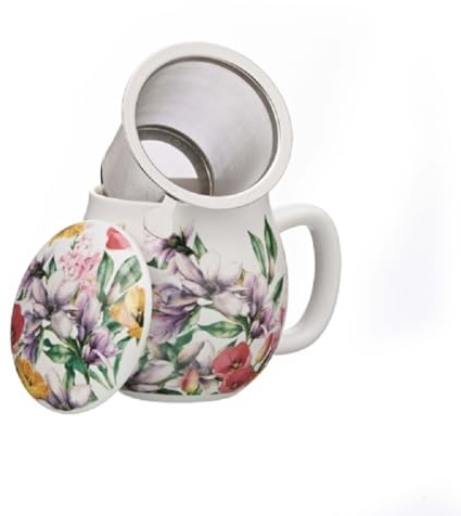 La via del te Camilla Bouquet Magnolia - Tetera de porcelana con filtro de acero inoxidable, 0,35 l