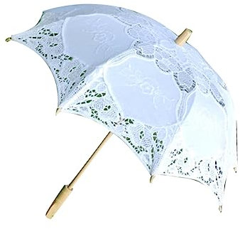 NIYANGLE Lace Hochzeitsschirm Mit Weißen Holzgriff Dekorativer Spitzen-regenschirm Für Braut Brautjungfern Und Fotoshootings Durchmesser Griff