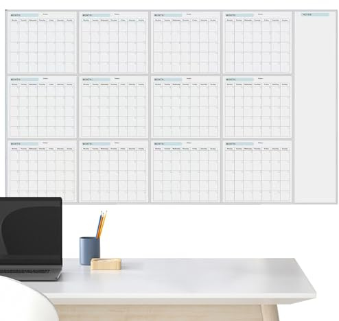 Trocken Abwischbar Wandkalender, Löschbarer Jahresplaner Wandkalender, Wiederverwendbarer Leerer Whiteboard Jahreskalender Zum Organisieren Und Planen