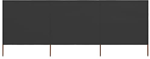 Brise-Vent 3 Panneaux, Tissu Non Tissé Résistant et Piquets en Bois, Brise Vue Camping et Brise Vent de Plage, Protection Contre Le Vent, Panneau Occultant Extérieur, Anthracite, 400 x 160 cm