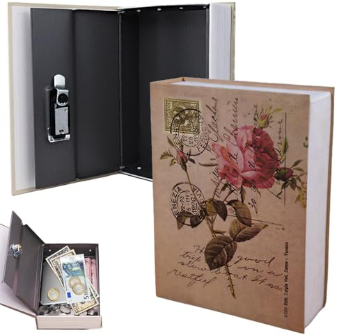 Buchtresor mit Zahlenschloss, 18 x 11,5 x 5,5 cm Buchtresor mit Schlüssel, Buchsafe Tresor, Buch Safe für Büro Hause Ablagebuch Safe Aufbewahrungsbox für Geld Schmuck Dokumente Wertsachen