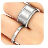 Emibele 3 Pack Stackable Silver Rings for Oura Ring Gen 3/Oura Ring Gen 4, Stainless Steel No Tarnish Siver Stacking Ring, Stack Cubic Zirconia Oura Stack Rings, Trendy Jewelry Gifts for Women, Size 6