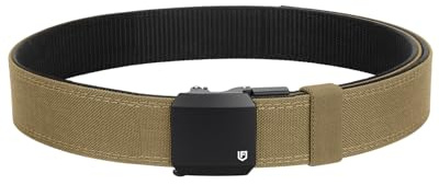 FAIRWIN Tactical Gun Belt, Ratchet CCW EDC Stiff Heavy Duty Work 1.5 Battle Concealed Carry Rigid Patented Nylon Men Belts (Coyote Brown, M(37-43 Waist))