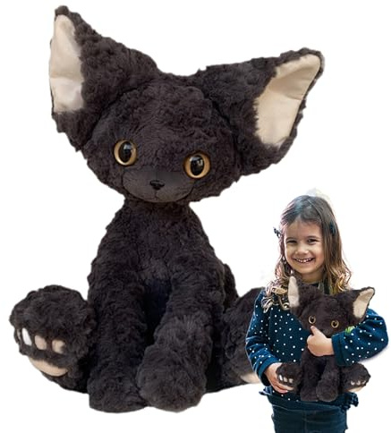Generisch Black Cat Plush - Cute Cartoon Stuffed Animal Doll | 30cm/11.81in Size, 250g Lightweight, Sofa Ornament Toy for Kids Adults, Bedroom Living Room Gift for Halloween Birthday