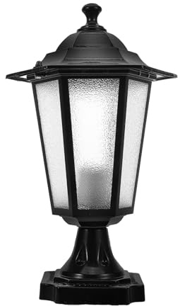 BESPORTBLE Lámpara de Pilar Hexagonal Negra Pequeña para Exterior, Luz de Poste para Jardines y Villas, Farola sin Bombilla para Iluminación de Patio