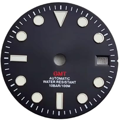 Saharuse 1pc 28,5mm GMT Uhr Zifferblatt Grün Ultra Helle Leuchtende Mit NH34 Automatische Mechanische Bewegung Zubehör(1012-2)