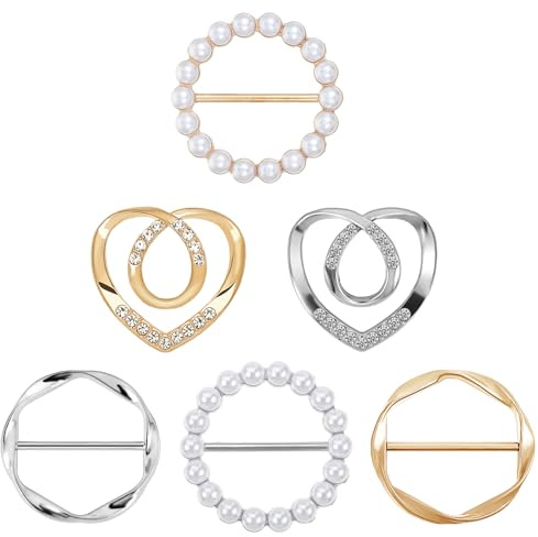 Xinjoduz Lot de 12 jolis anneaux d'écharpe et diapositives pour écharpes, pinces à cravate en métal pour vêtements de femmes, boucles à clip pour femmes et filles (doré et argenté, 3 tailles