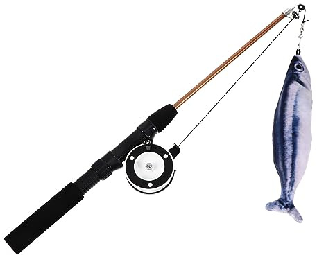 kattleksakspinne, Interaktiv kattleksak kattmynta pinne leksak fisk utdragbar teaser trollstav(White)