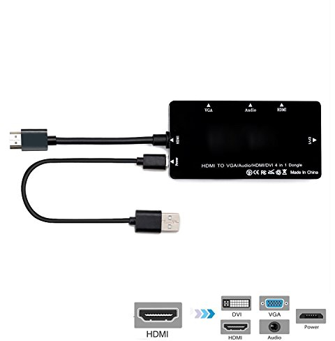 Chenyang CY Multiport répartiteur convertisseur VGA/Audio/HDMI/DVI vers HDMI 4 en 1 Dongle adaptateur pour PS3 HDTV moniteur PC Vidéoprojecteur blanc