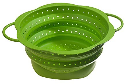 Kochblume Faltsieb L | Premium-Silikon & BPA frei| Hitzebeständig | Spülmaschinenfest | Platzsparend | Farbe: limette