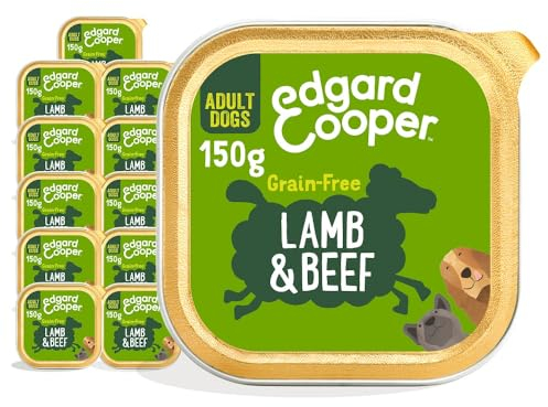 EDGARD & COOPER Nassfutter für Hunde, Adult, (Lach/Rind, 150g x 11), Nassfutter für Hunde, frisches Fleisch und natürliche Inhaltsstoffe, getreidefrei, hypoallergen, ohne Zuckerzusatz