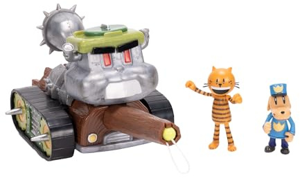 Dog Man - JAKKS Pacific - Véhicule Lance-Projectiles avec sa Figurine Écureuil - Licence Officielle de la BD - Jouet à Collectionner pour Enfants Fans de Dog Man dès 5 Ans