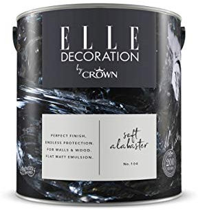 Crown ELLE DECORATION Soft Alabaster No. 104, 2,5 L, extra-matte Premium Wandfarbe für Innen, für Wände und Holz, hohe Deckkraft, Innenfarbe, zeitgenössisches neutrales Hellgrau