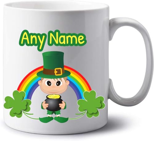 Irish St Patricks Day Gifts - Personalised Leprechaun Jumbo 20oz Mug Cup with Name - Rainbow Lucky Shamrock Ireland Good Luck Gifts Idea for for Men (Blonde Male)