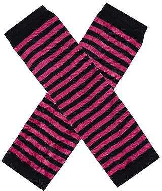 ZUYPSK 1 Paar Damen gestrickt Fingerlose Handschuhe Armstulpen Warme Verlängerte Handschuhe gestreift Ellenbogen Fäustlinge Winter für Outfit Clubwear Party Kostüm Zubehör