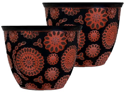 SG Traders Pack Of 2 X-Large Plastic Round Chengdu Garden Plant Pots Planter Indoor Outdoor Pots Top Diameter Flower Pot with Drainage Holes, Beautiful Planters for Your Garden Needs (30, 36, 40cm)