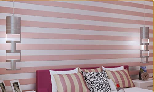 Rosa Vliestapete 9,5 m x 0,53 m Streifen Tapete Modernes Design Vertikale Streifen Tapete für Flur Wohnzimmer Schlafzimmer Büro