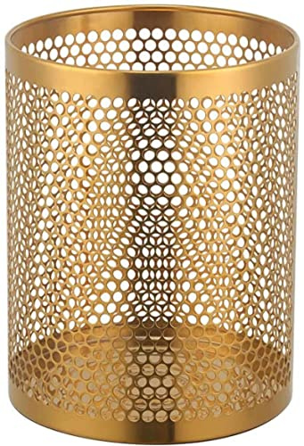 XXSLY Papierkorb aus Drahtgeflecht Draht Mesh, Mülleimer für Badezimmer, Küchen, Heimbüros, Schlafsäle, 28,5 cm x 22 cm Gold