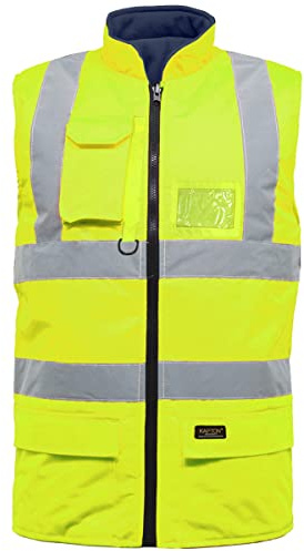 A & B TRADERS Hi Vis Reversible Fleece Gilet Reflective Saftey Security Work Jacket Protective Waistcoat Bodywarmer