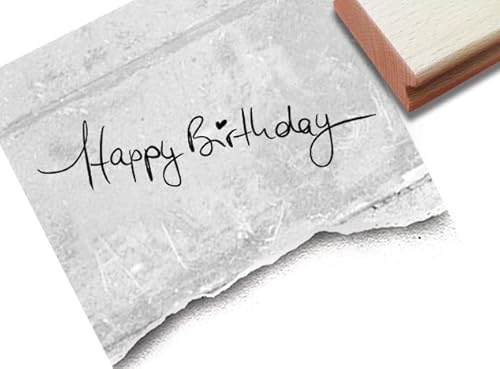 Stempel Happy Birthday in Handschrift - Textstempel Glückwünsche Geburtstag Karten Geschenkanhänger Basteln Deko Scrapbook Geschenk - zAcheR-fineT