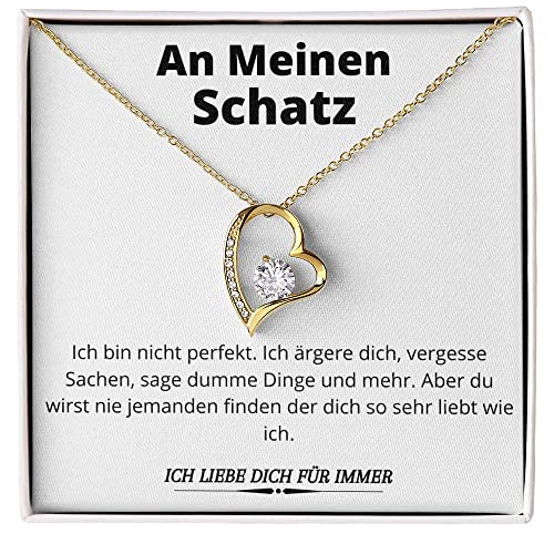 Ahnona - An Meinen Schatz Kette, Geburtstagsgeschenke für Frauen,Gelbgold Beschichtet Herzkette für Freundin, Geschenkset frauen, Liebevolle Jahrestag Geschenk für Sie
