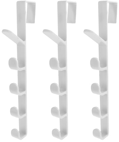 Hemobllo Türhakenleiste Mit 5 Haken Ohne Bohren Platzsparende Türgarderobe Für Küche Bad Schlafzimmer Robuste Metall Kleiderhaken 10.24X3.15X0.79 Zoll 3Er Set