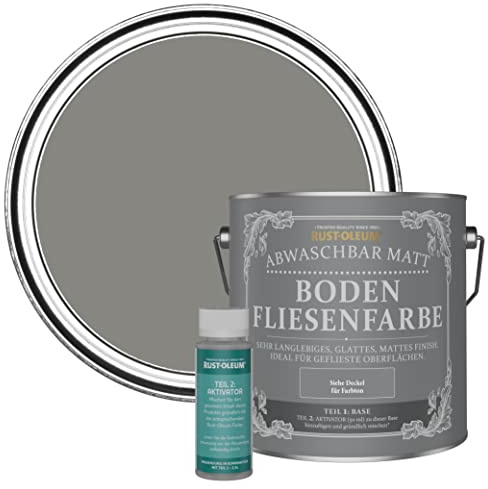 Rust-Oleum strapazierfähige, abwaschbare Bodenfliesenfarbe in grau Matt Finish - Beton Grau 2,5 Litres