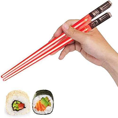 ZALTAS 1 Paar Lichtschwert-Essstäbchen, LED-leuchtende Essstäbchen, Zuhause, Küche, Abendessen, leuchtendes wiederverwendbares Geschirr, Lebensmittelqualität, Essstäbchen, Starwar-Themenparty-Zubehör