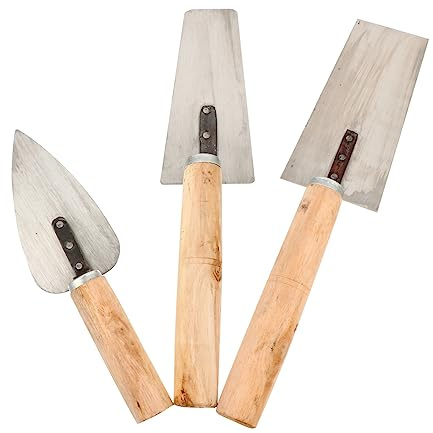 DOITOOL 3 Stück Maurerkellen Aus Edelstahl Mit Holzgriff Umfassendes Maurerwerkzeug Für Putz Verfugen Und Kleinere Maurerarbeiten Vielseitig Einsetzbar Im Wandbau