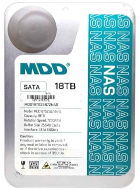 MDD 2018 MDD18TS25672NAS 18TB 7200 RPM 256MB Cache SATA 6.0Gb/s 3.5'' Internal NAS Hard Drive - 5 Years Warranty (Renewed)