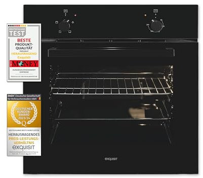 Exquisit Einbaubackofen EBE255-020 schwarz | Energieeffizienzklasse A | 59,0 l Garraum | Einbaubackofen 60 cm