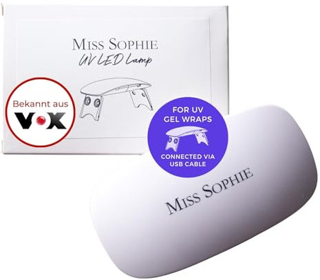 Original Miss Sophie UV LED Lampe I Nagellampe für UV Gel-Nagelfolien I UV-Lampe Nägel I Tragbarer Nageltrockner mit USB-Kabel I 60s/120s Timer I Ideal für Zuhause, Nagelstudio & Reisen