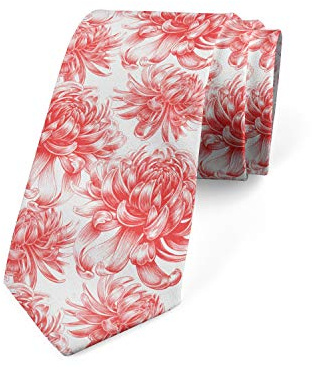 Wpamlrta Necktie Chrysanthemum Bouquet Pastel 3.7 Dark Coral White