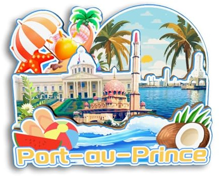 Quwsne Kühlschrankmagnet Port-au-Prince Haiti Kühlschrankmagnet Stadt Reise Souvenirs Touristengeschenke 3D klassische Sehenswürdigkeiten handgefertigt Handwerk Heimdekoration 2152
